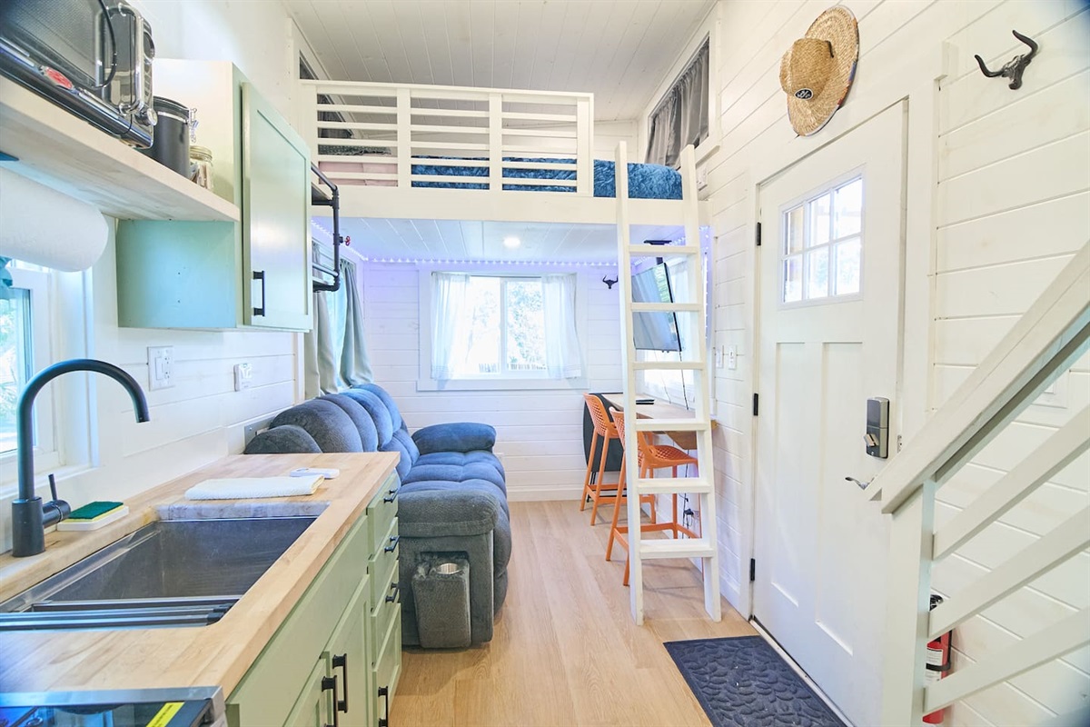 Kitchen, Small Living Room, Stairs to Loft 2