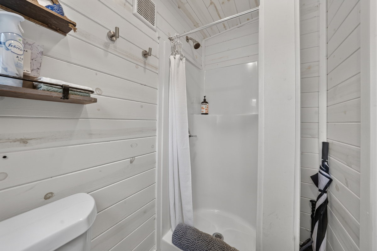 Full bathroom with a step-in shower