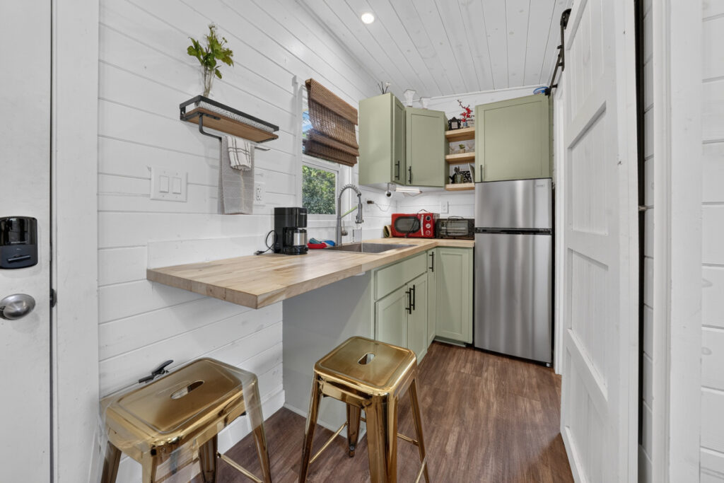 Kitchenette with counter seating for two